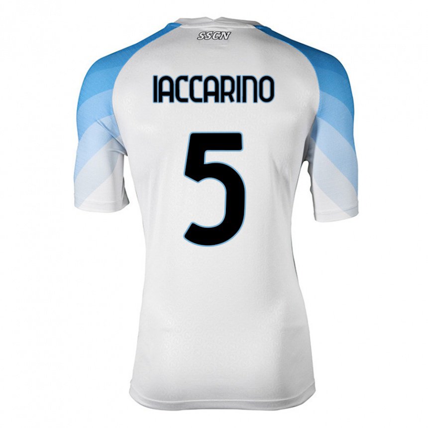 Hombre Camiseta Gennaro Iaccarino #5 Blanco Cielo Azul 2ª Equipación 2022/23 La Camisa