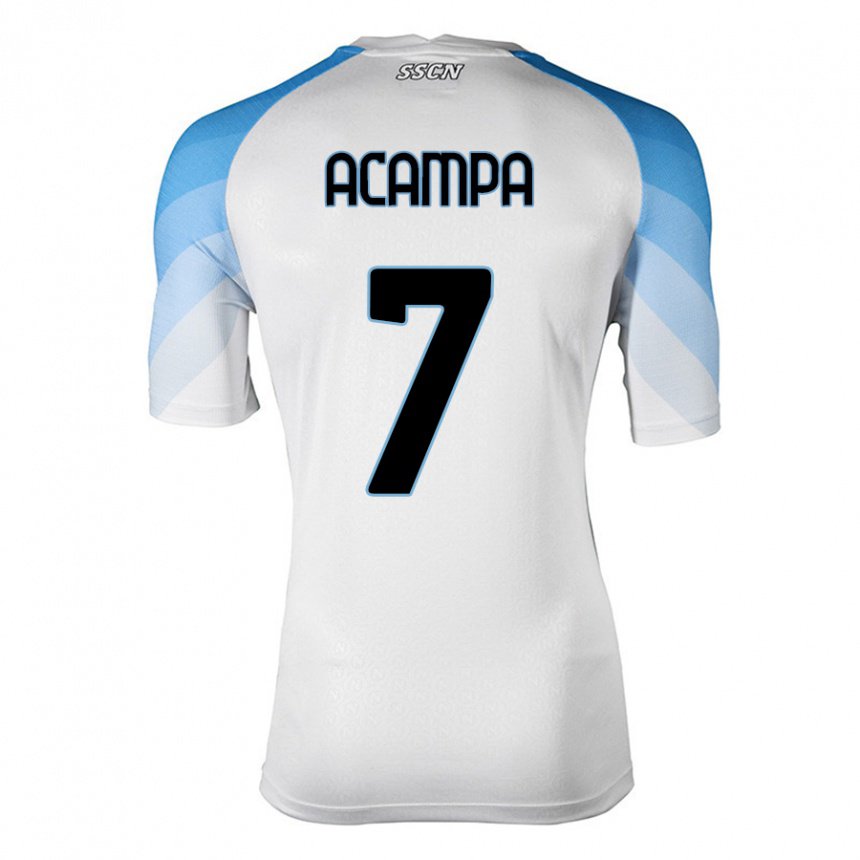 Hombre Camiseta Davide Acampa #7 Blanco Cielo Azul 2ª Equipación 2022/23 La Camisa