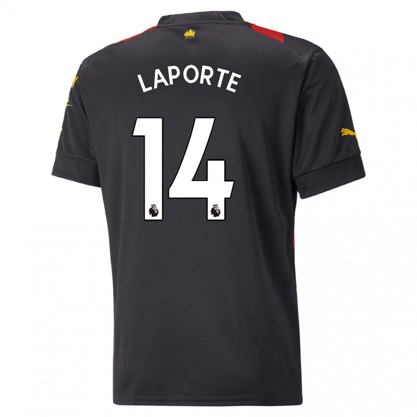 Hombre Camiseta Aymeric Laporte #14 Negro Rojo 2ª Equipación 2022/23 La Camisa