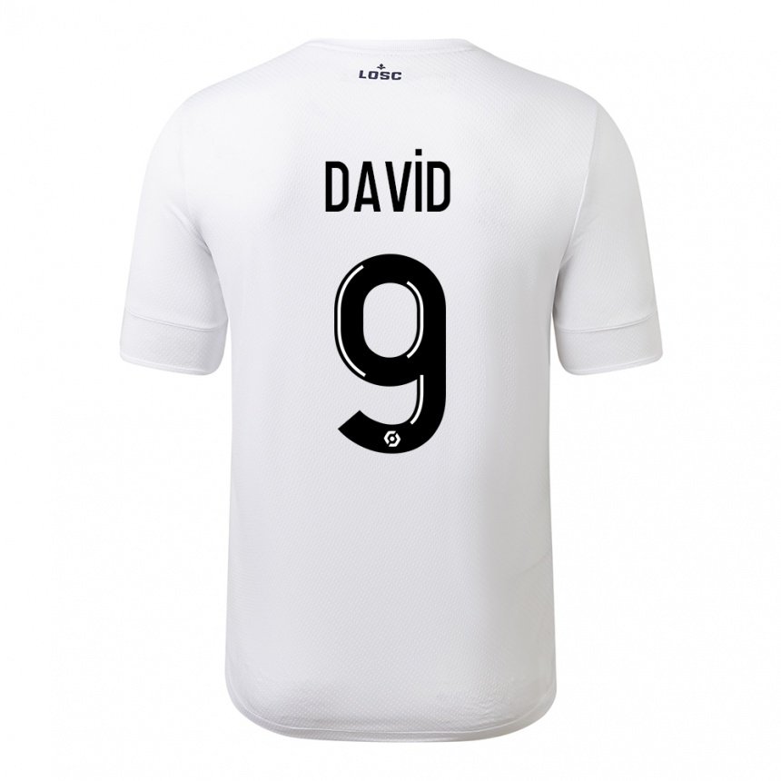Hombre Camiseta Jonathan David #9 Carmesí Blanco 2ª Equipación 2022/23 La Camisa