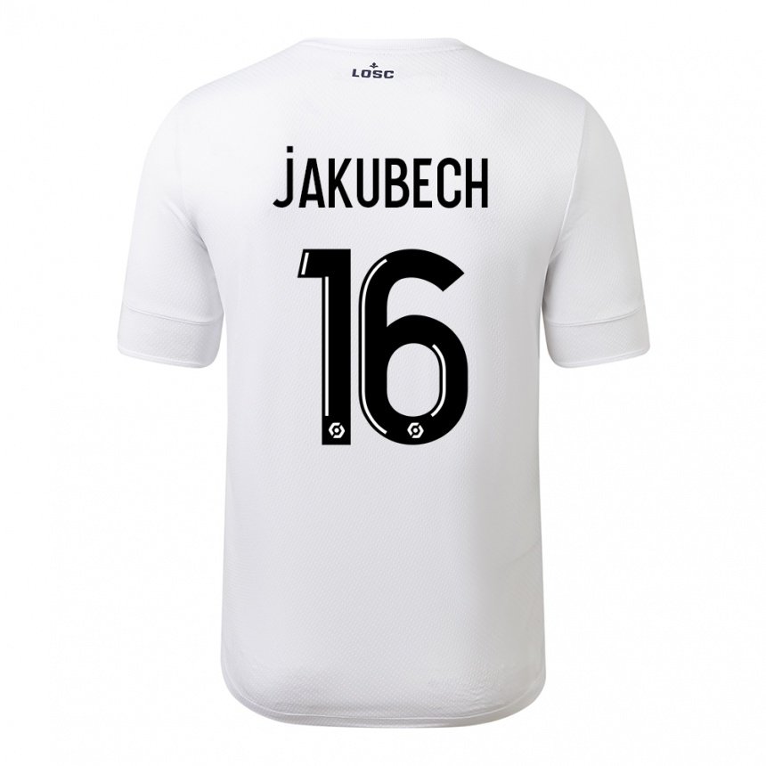 Hombre Camiseta Adam Jakubech #16 Carmesí Blanco 2ª Equipación 2022/23 La Camisa