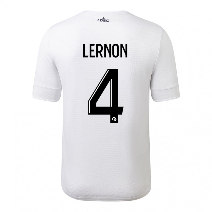 Hombre Camiseta Jessica Lernon #4 Carmesí Blanco 2ª Equipación 2022/23 La Camisa