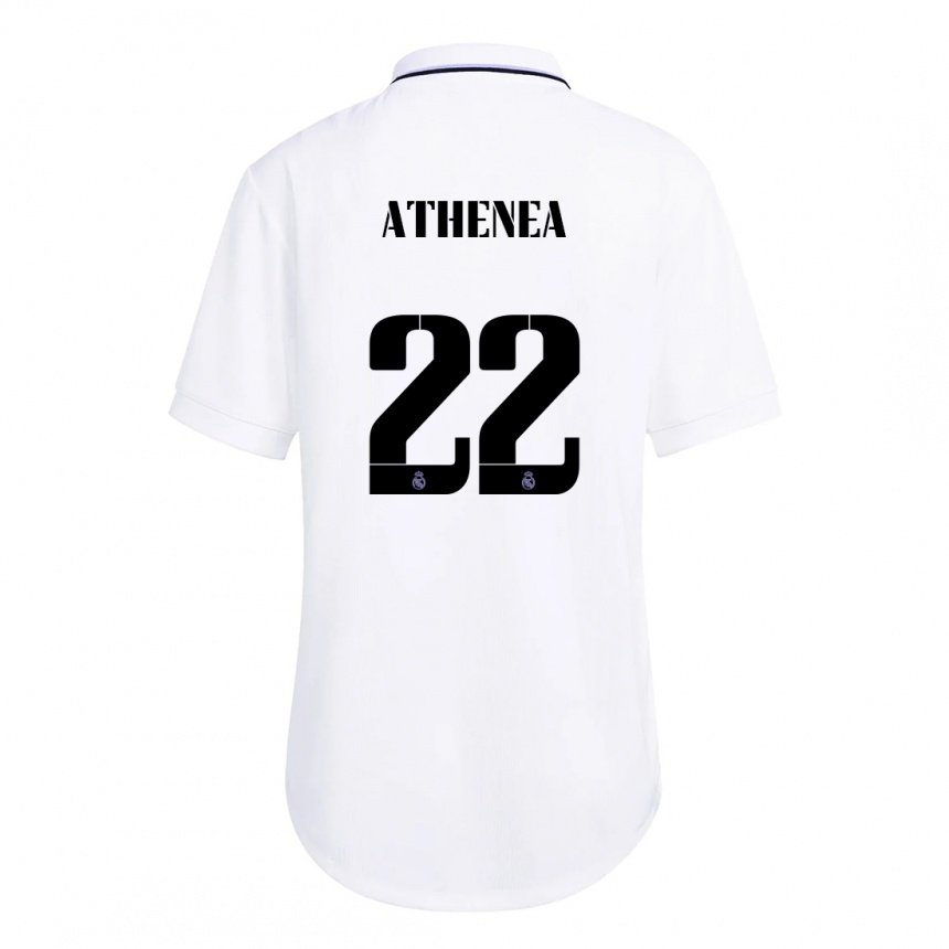 Mujer Camiseta Athenea Del Castillo #22 Blanco Púrpura 1ª Equipación 2022/23 La Camisa