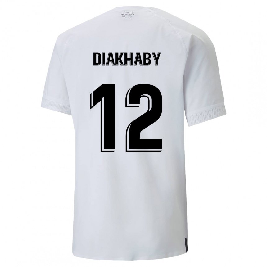 Mujer Camiseta Mouctar Diakhaby #12 Blanco Cremoso 1ª Equipación 2022/23 La Camisa