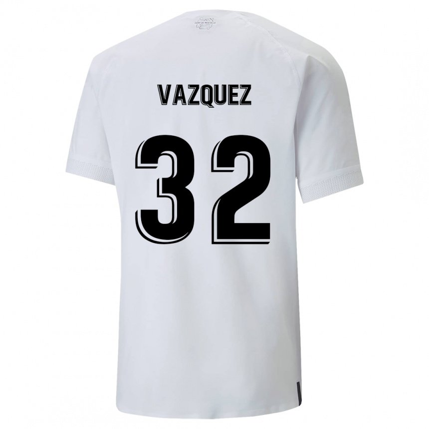 Mujer Camiseta Jesus Vazquez #32 Blanco Cremoso 1ª Equipación 2022/23 La Camisa