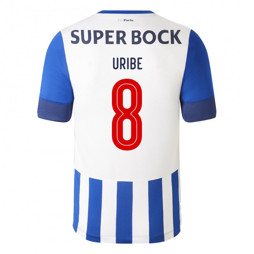 Mujer Camiseta Mateus Uribe #8 Azul Real 1ª Equipación 2022/23 La Camisa