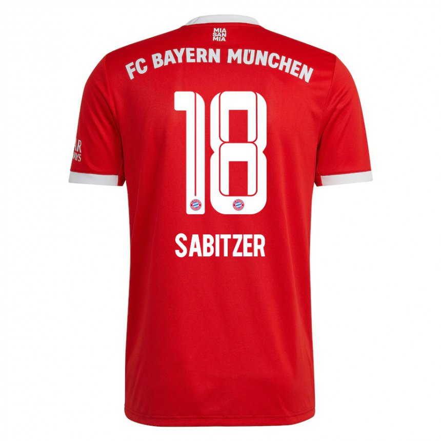 Mujer Camiseta Marcel Sabitzer #18 Neon Rojo Blanco 1ª Equipación 2022/23 La Camisa