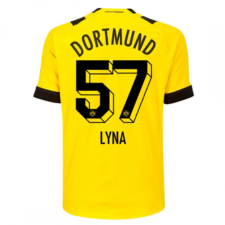 Mujer Camiseta Schwarz Lyna #57 Amarillo 1ª Equipación 2022/23 La Camisa