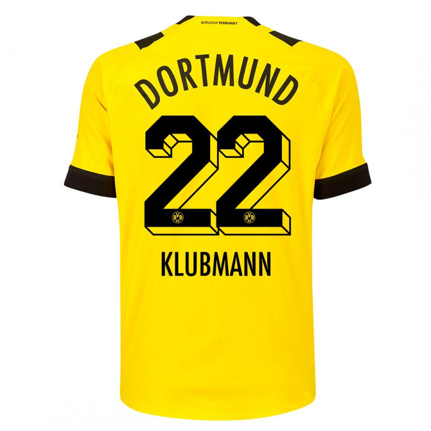 Mujer Camiseta Leon Klubmann #22 Amarillo 1ª Equipación 2022/23 La Camisa