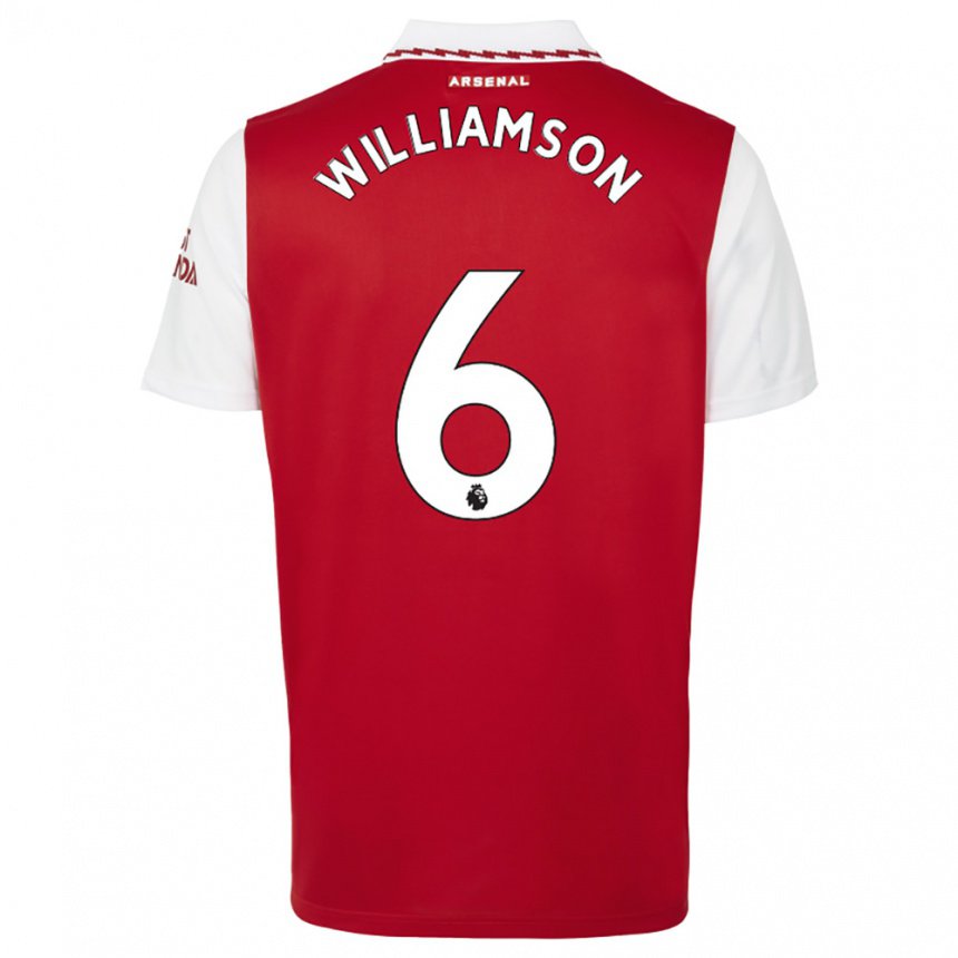 Mujer Camiseta Leah Williamson #6 Rojo Blanco 1ª Equipación 2022/23 La Camisa
