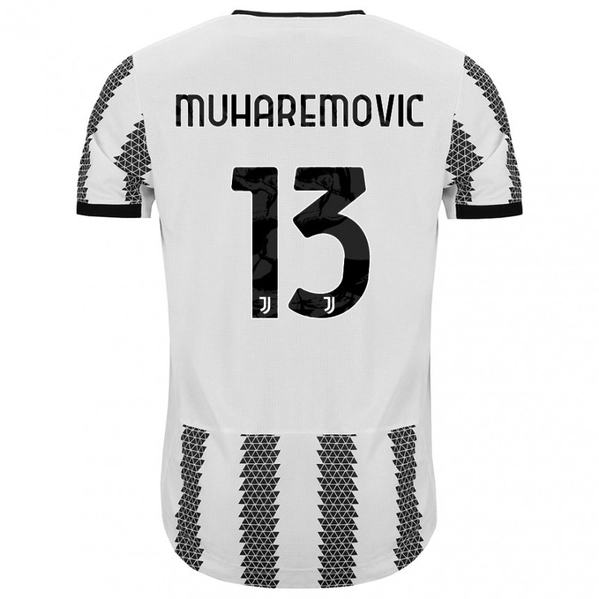 Mujer Camiseta Tarik Muharemovic #13 Blanco Negro 1ª Equipación 2022/23 La Camisa