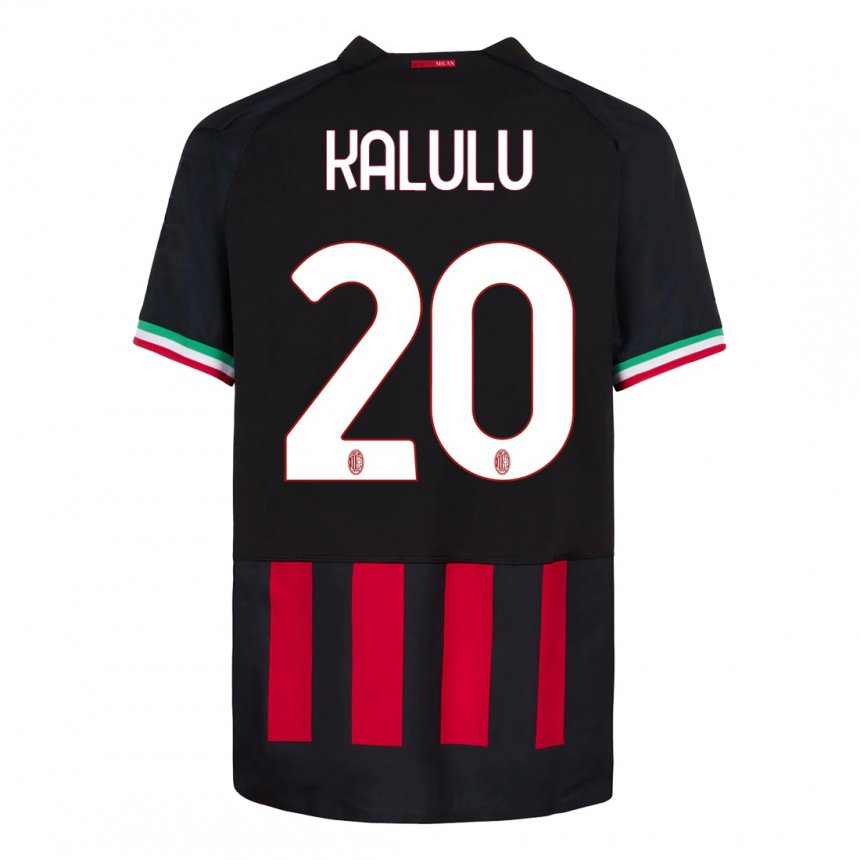 Mujer Camiseta Pierre Kalulu #20 Negro Rojo 1ª Equipación 2022/23 La Camisa