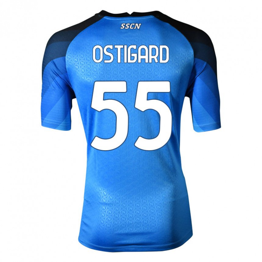 Mujer Camiseta Leo Ostigard #55 Azul Oscuro Gris 1ª Equipación 2022/23 La Camisa