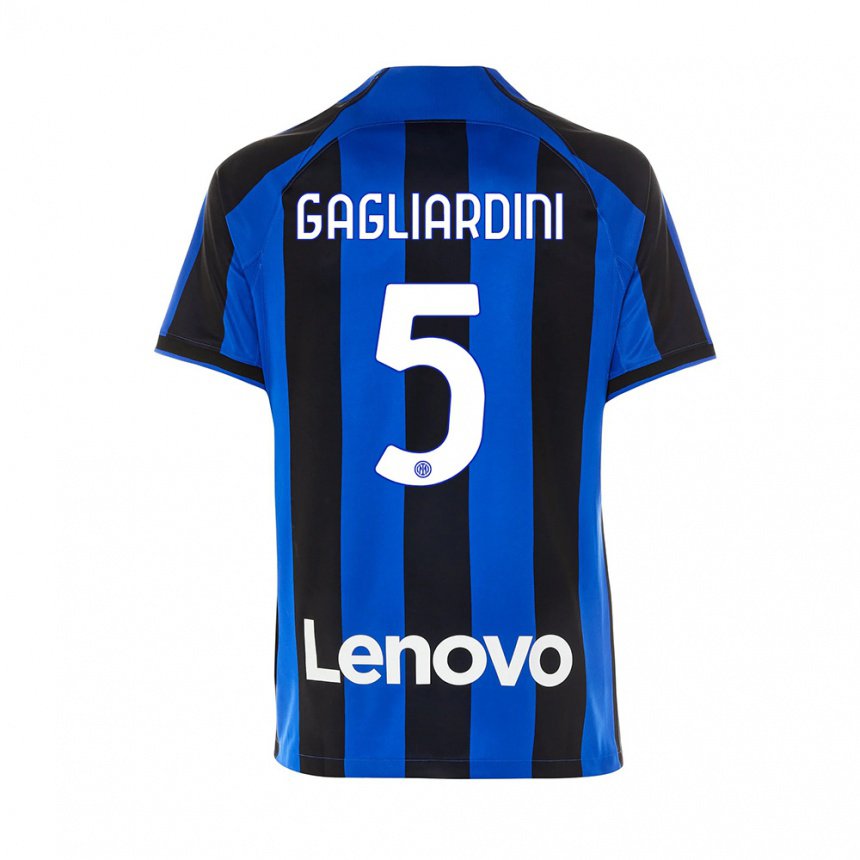 Mujer Camiseta Roberto Gagliardini #5 Azul Real Negro 1ª Equipación 2022/23 La Camisa