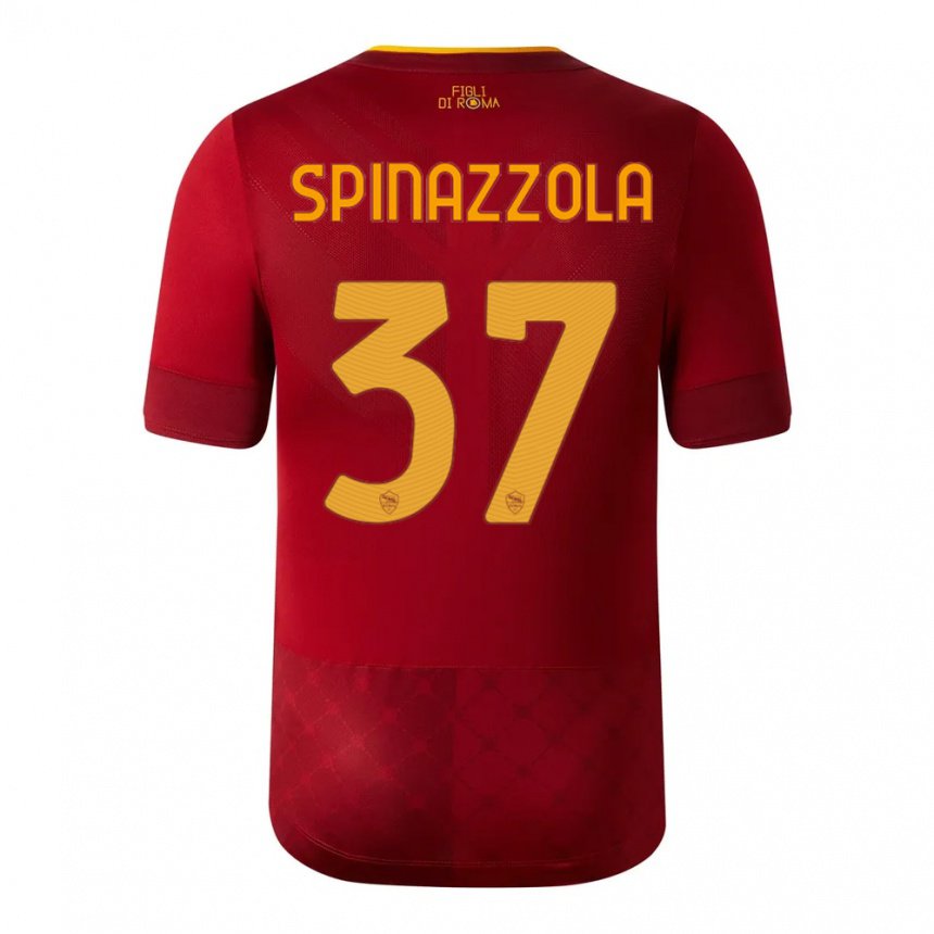 Mujer Camiseta Leonardo Spinazzola #37 Marrón Rojo 1ª Equipación 2022/23 La Camisa