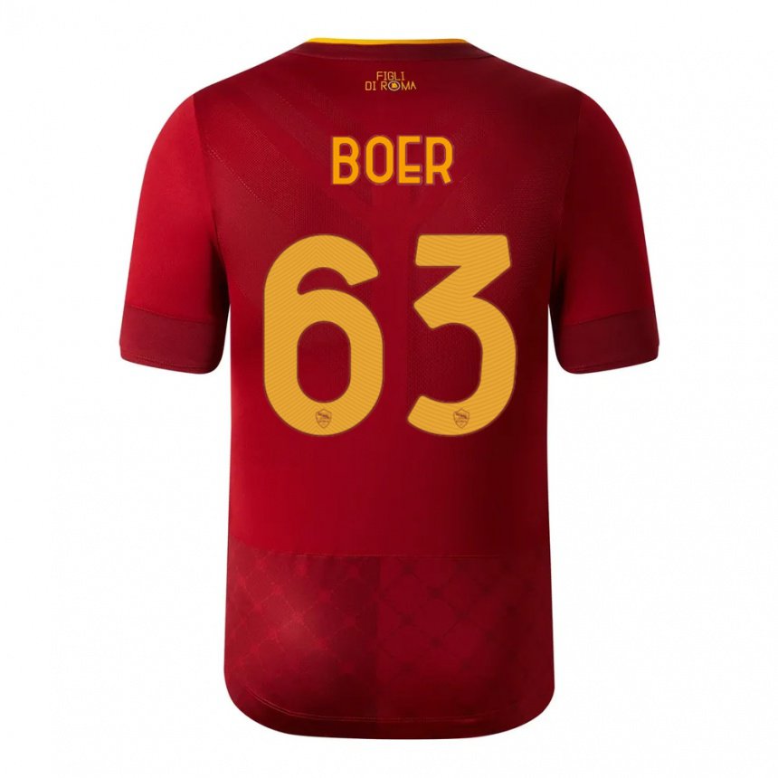 Mujer Camiseta Pietro Boer #63 Marrón Rojo 1ª Equipación 2022/23 La Camisa