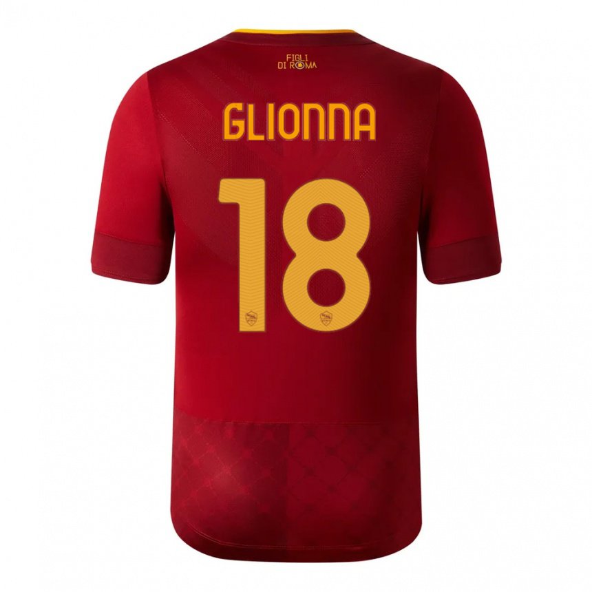 Mujer Camiseta Benedetta Glionna #18 Marrón Rojo 1ª Equipación 2022/23 La Camisa