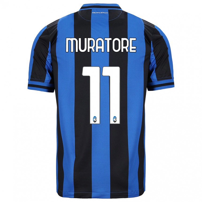 Mujer Camiseta Simone Muratore #11 Azul Negro 1ª Equipación 2022/23 La Camisa