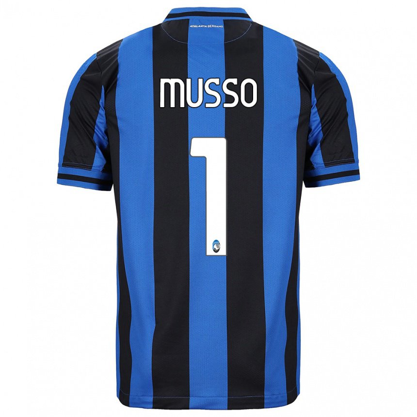 Mujer Camiseta Juan Musso #1 Azul Negro 1ª Equipación 2022/23 La Camisa