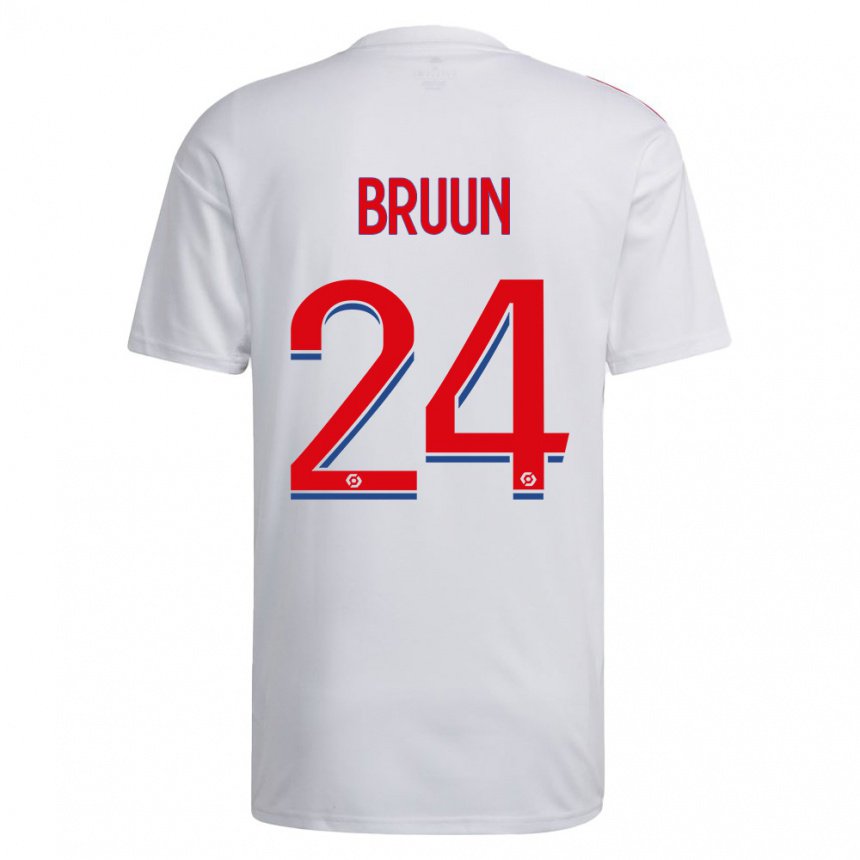 Mujer Camiseta Signe Bruun #24 Blanco Azul Rojo 1ª Equipación 2022/23 La Camisa