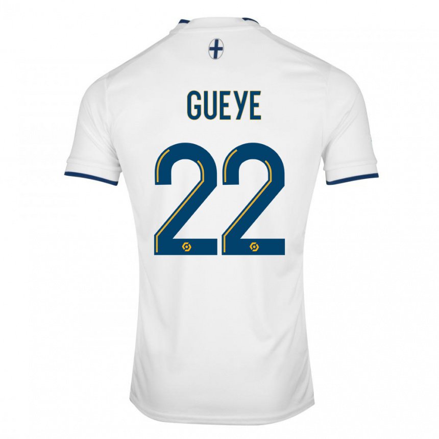 Mujer Camiseta Pape Gueye #22 Zafiro Blanco 1ª Equipación 2022/23 La Camisa