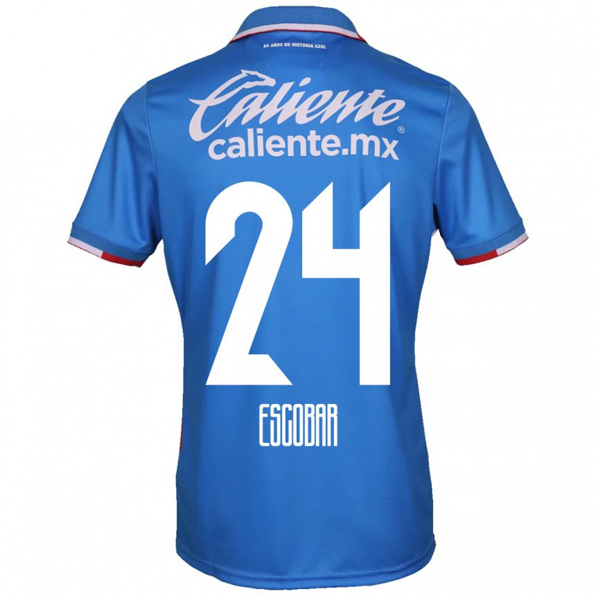 Mujer Camiseta Juan Escobar #24 Azure Azul 1ª Equipación 2022/23 La Camisa