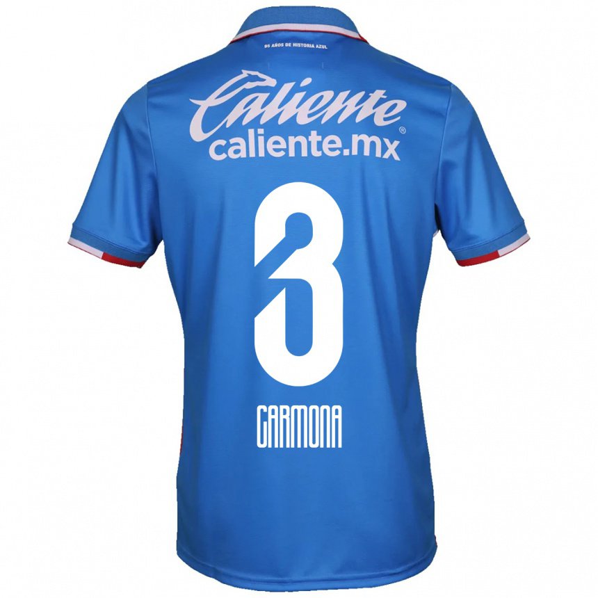 Mujer Camiseta Edith Carmona #3 Azure Azul 1ª Equipación 2022/23 La Camisa