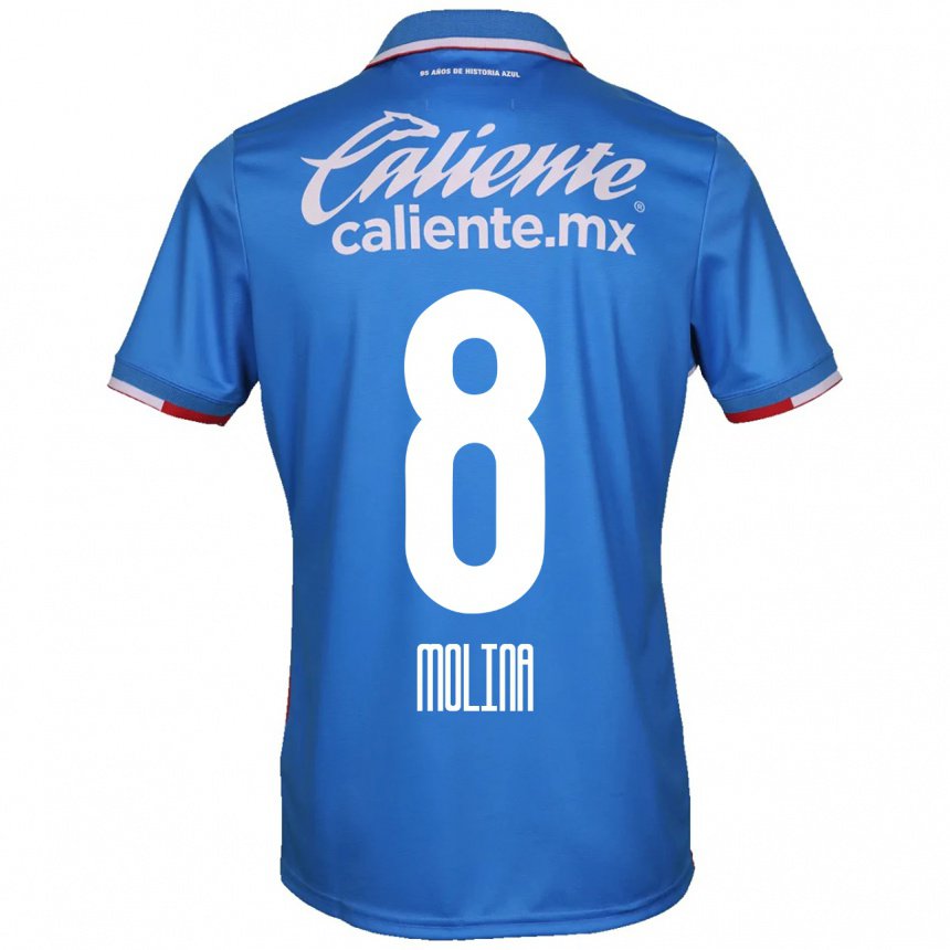 Mujer Camiseta Dalia Molina #8 Azure Azul 1ª Equipación 2022/23 La Camisa