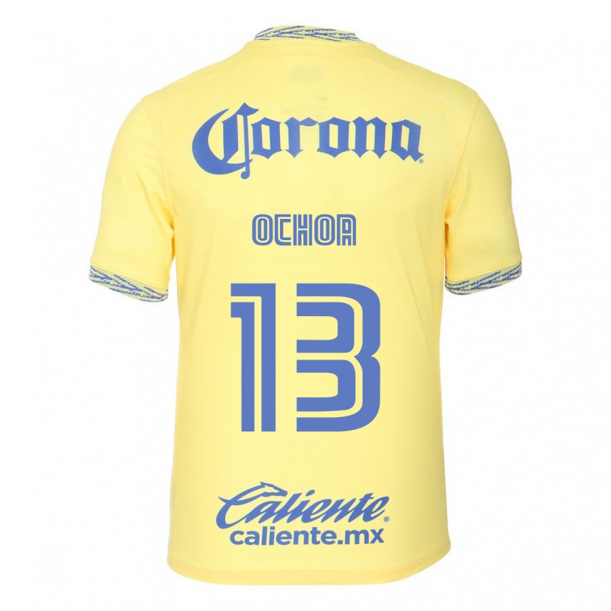 Mujer Camiseta Guillermo Ochoa #13 Limon Amarillo 1ª Equipación 2022/23 La Camisa