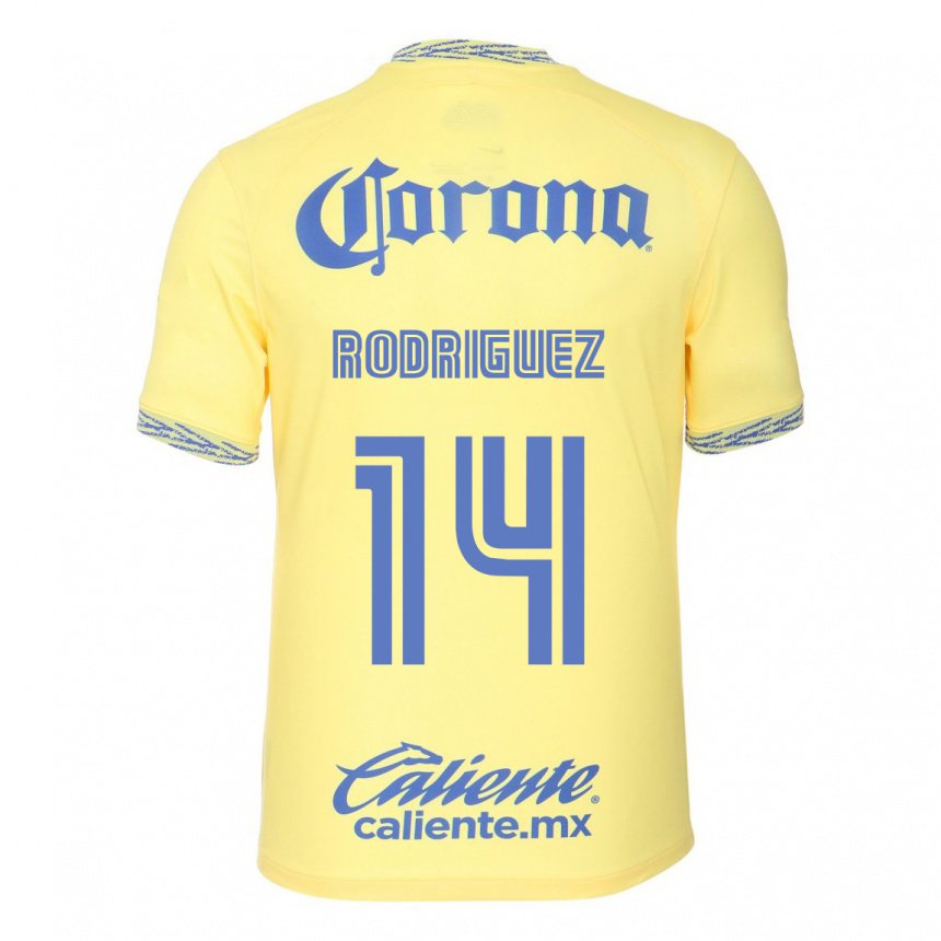 Mujer Camiseta Monica Rodriguez #14 Limon Amarillo 1ª Equipación 2022/23 La Camisa