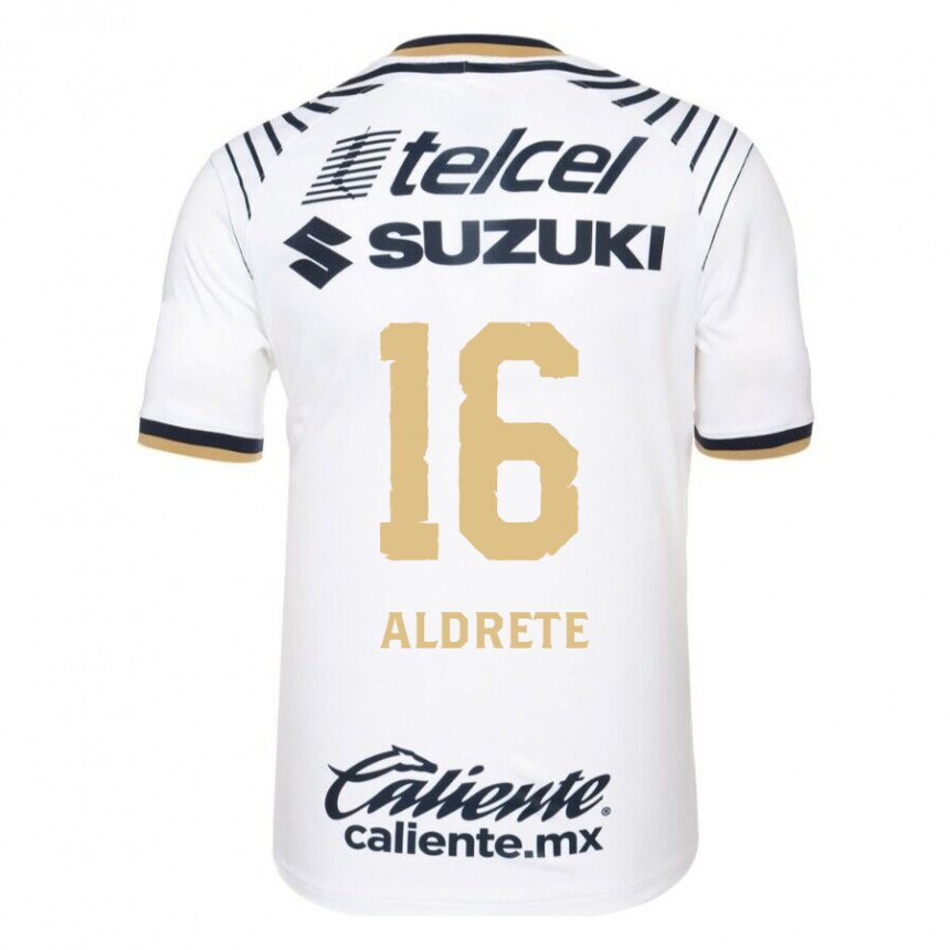 Mujer Camiseta Adrian Aldrete #16 Mezclilla Blanca 1ª Equipación 2022/23 La Camisa