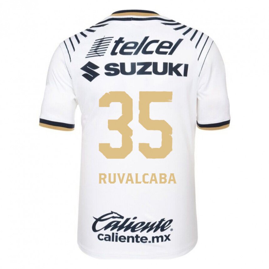 Mujer Camiseta Jorge Ruvalcaba #35 Mezclilla Blanca 1ª Equipación 2022/23 La Camisa