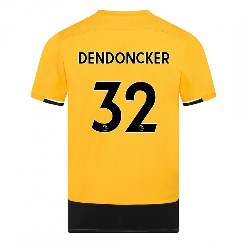 Mujer Camiseta Leander Dendoncker #32 Amarillo Negro 1ª Equipación 2022/23 La Camisa
