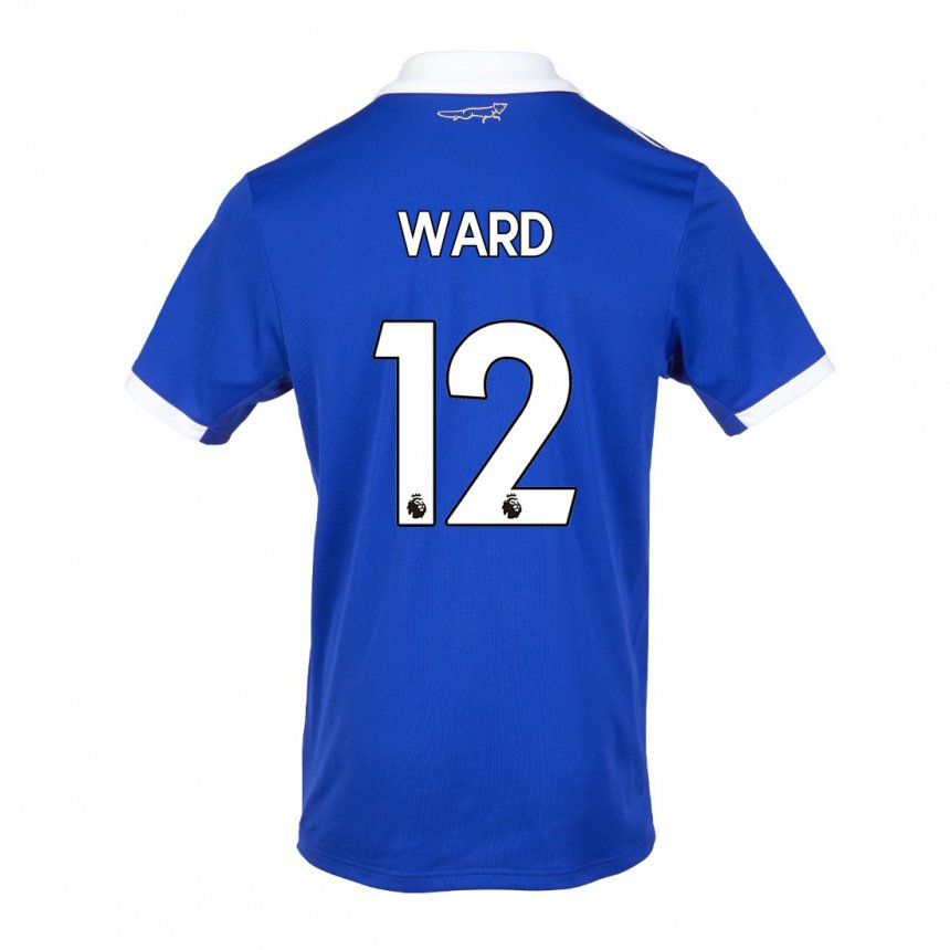 Mujer Camiseta Danny Ward #12 Azul Blanco 1ª Equipación 2022/23 La Camisa