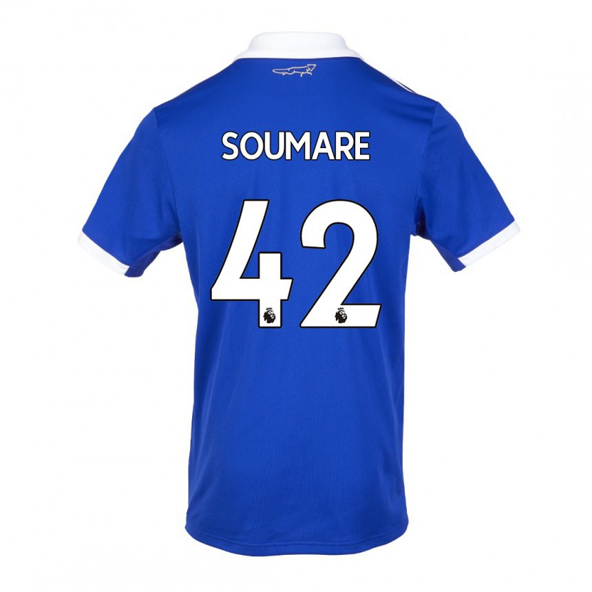 Mujer Camiseta Boubakary Soumare #42 Azul Blanco 1ª Equipación 2022/23 La Camisa