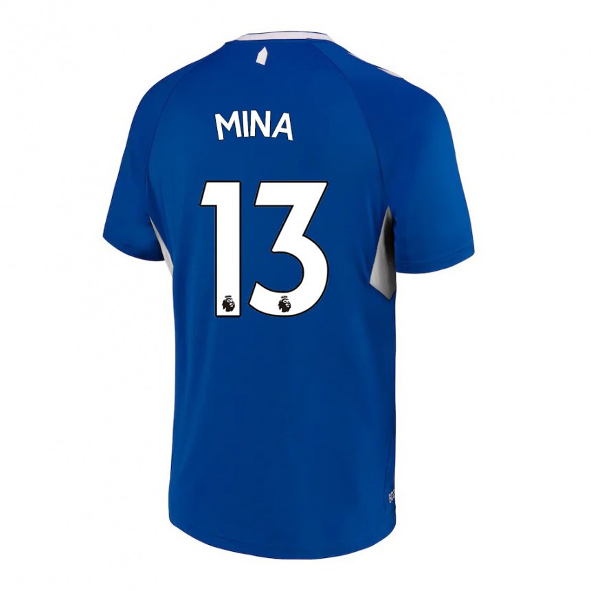 Mujer Camiseta Yerry Mina #13 Azul Oscuro Blanco 1ª Equipación 2022/23 La Camisa
