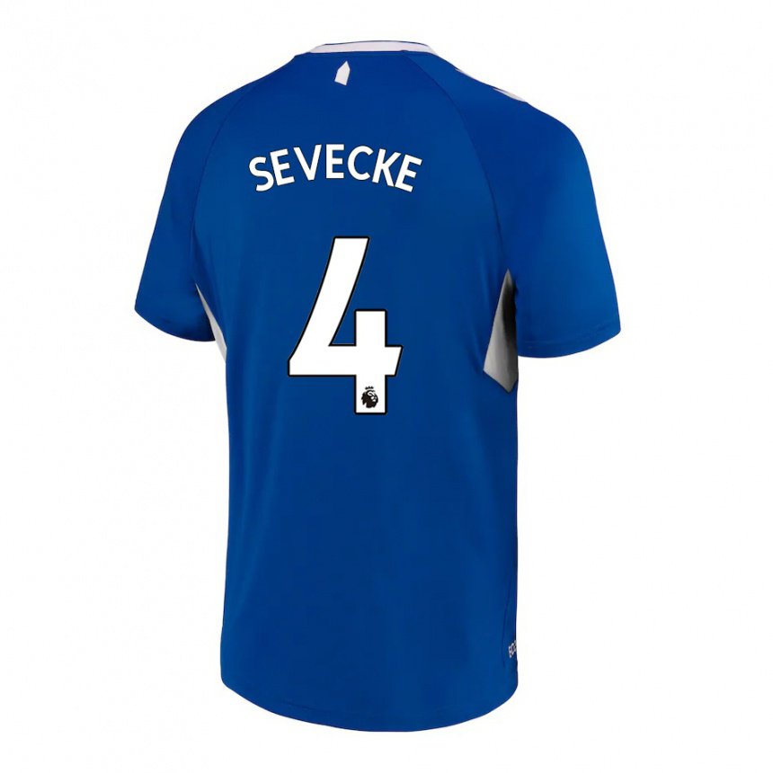 Mujer Camiseta Rikke Sevecke #4 Azul Oscuro Blanco 1ª Equipación 2022/23 La Camisa