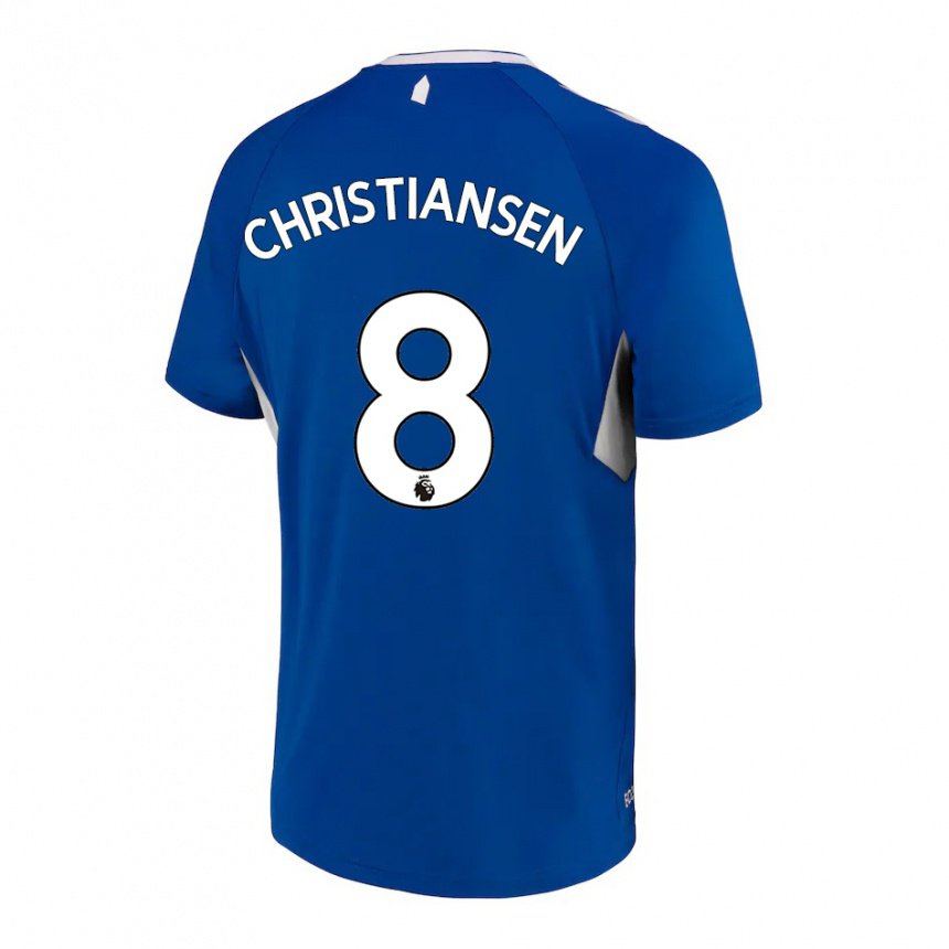 Mujer Camiseta Izzy Christiansen #8 Azul Oscuro Blanco 1ª Equipación 2022/23 La Camisa