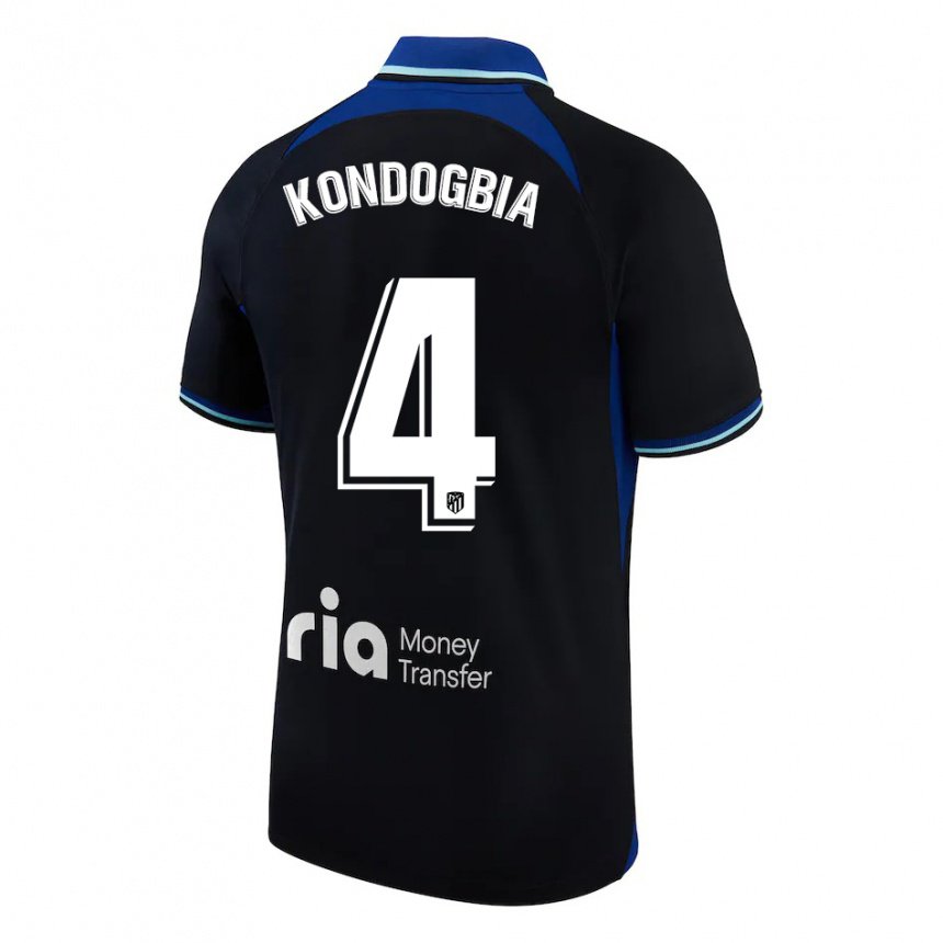 Mujer Camiseta Geoffrey Kondogbia #4 Negro Blanco Azul 2ª Equipación 2022/23 La Camisa