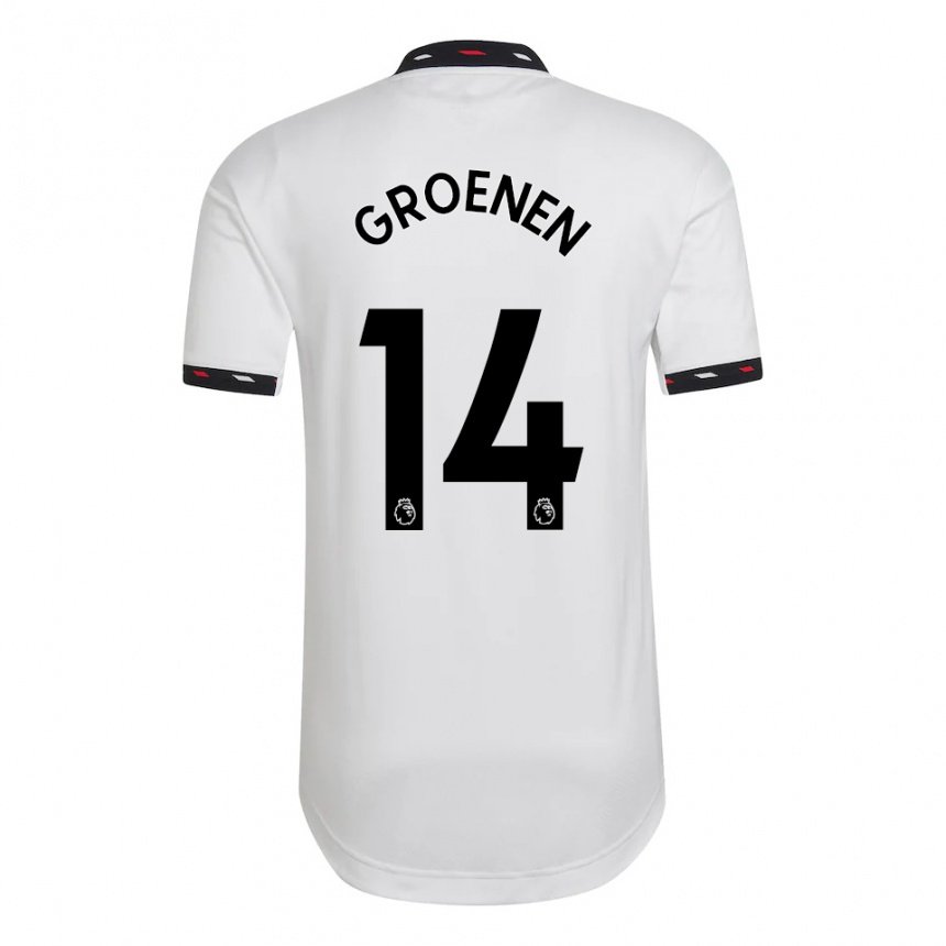 Mujer Camiseta Jackie Groenen #14 Blanco 2ª Equipación 2022/23 La Camisa