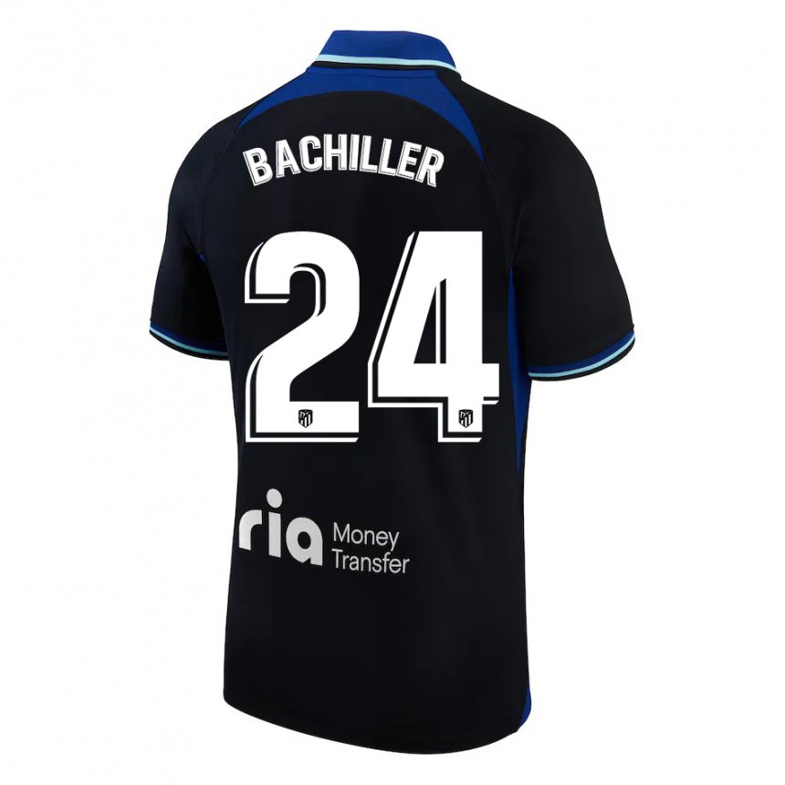 Mujer Camiseta Iker Bachiller #24 Negro Blanco Azul 2ª Equipación 2022/23 La Camisa