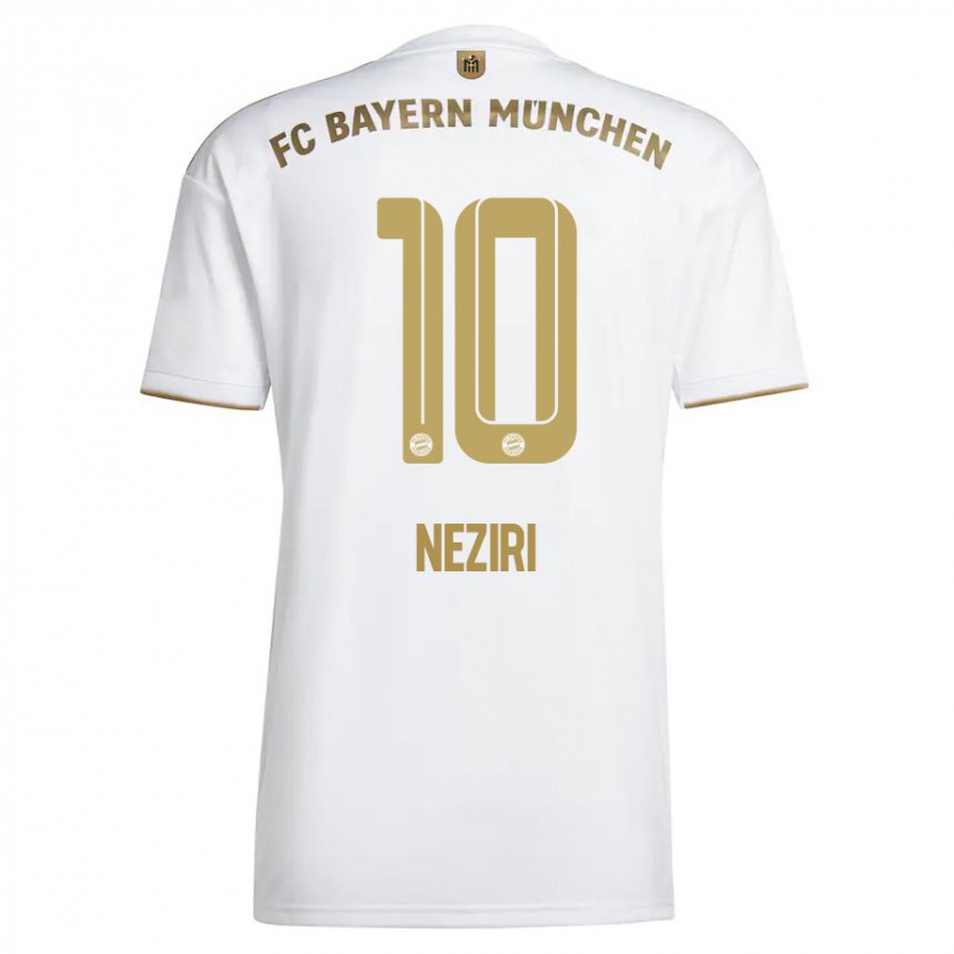 Mujer Camiseta Behar Neziri #10 Oro Blanco 2ª Equipación 2022/23 La Camisa