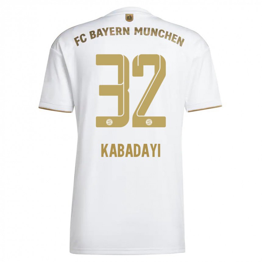 Mujer Camiseta Yusuf Kabadayi #32 Oro Blanco 2ª Equipación 2022/23 La Camisa