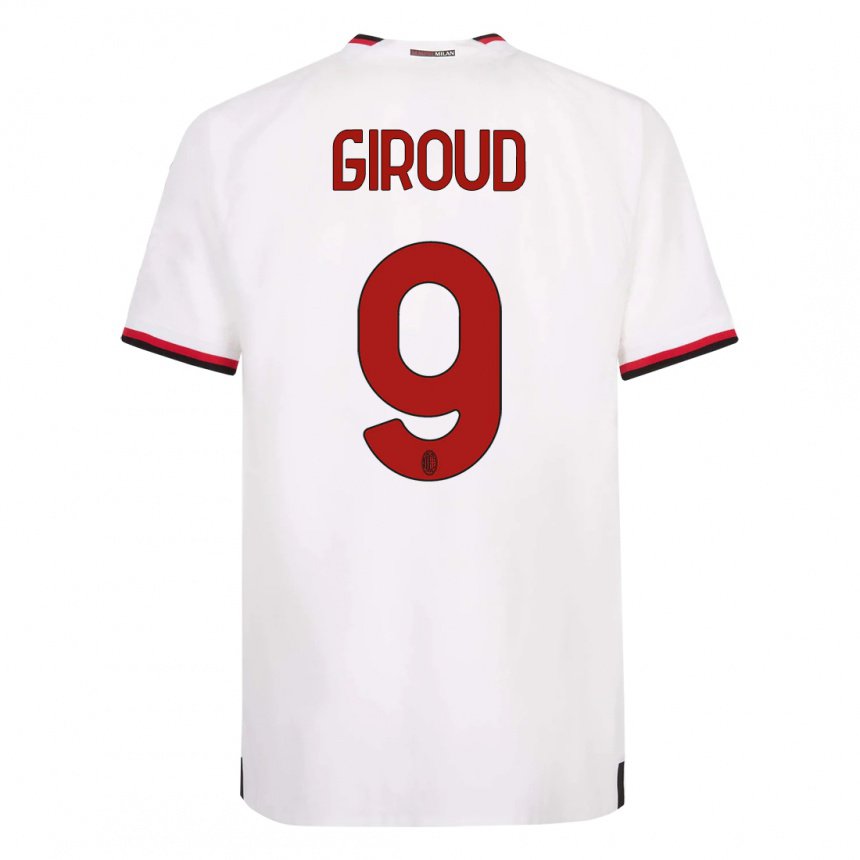 Mujer Camiseta Olivier Giroud #9 Blanco Rojo 2ª Equipación 2022/23 La Camisa