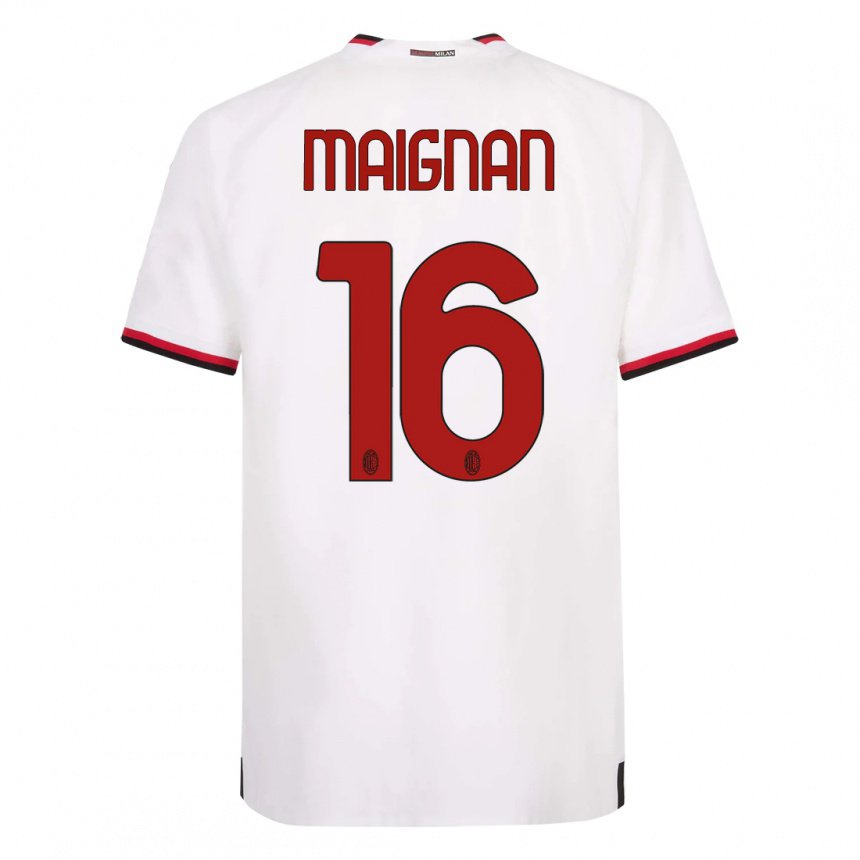 Mujer Camiseta Mike Maignan #16 Blanco Rojo 2ª Equipación 2022/23 La Camisa