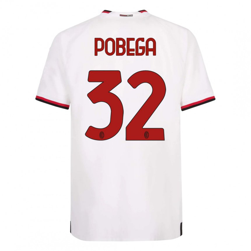 Mujer Camiseta Tommaso Pobega #32 Blanco Rojo 2ª Equipación 2022/23 La Camisa