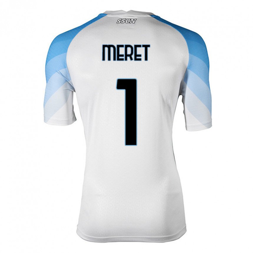 Mujer Camiseta Alex Meret #1 Blanco Cielo Azul 2ª Equipación 2022/23 La Camisa