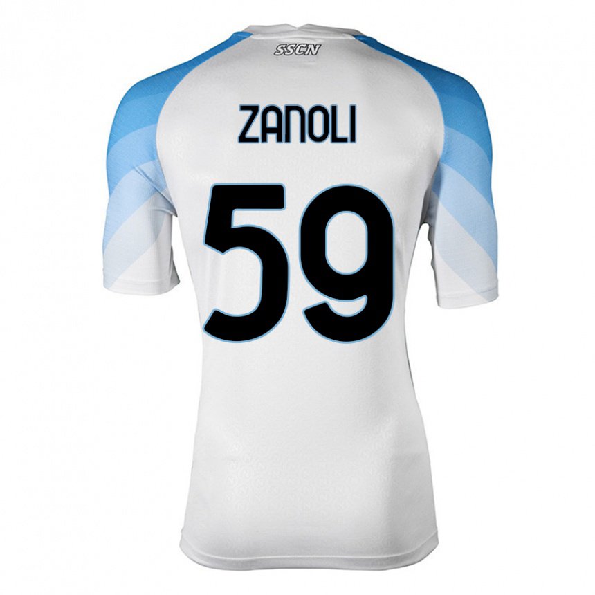 Mujer Camiseta Alessandro Zanoli #59 Blanco Cielo Azul 2ª Equipación 2022/23 La Camisa