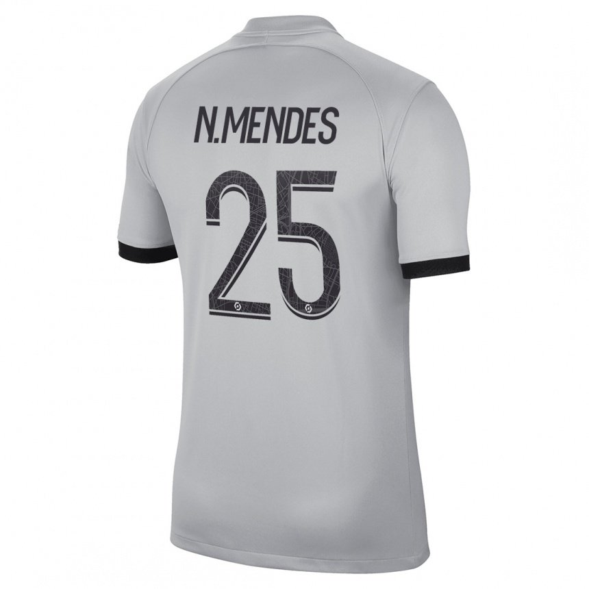 Mujer Camiseta Nuno Mendes #25 Gris 2ª Equipación 2022/23 La Camisa