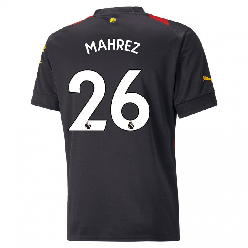 Mujer Camiseta Riyad Mahrez #26 Negro Rojo 2ª Equipación 2022/23 La Camisa